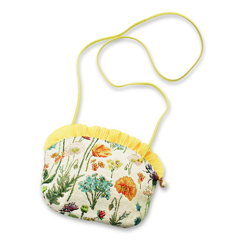 ベル・ブランシェ ゴブランフルールポーチポシェット フルール白【日本製】